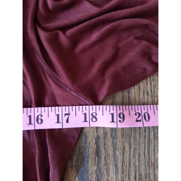 FREE PEOPLE Intimately Burgundy Top Sheer 3/4 Sleeve Wine Red Boho Medium - Picture 6 of 7